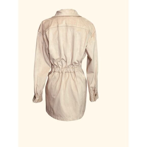 Zara cream suede long sleeves shirt mini dress size Small - Picture 14 of 16